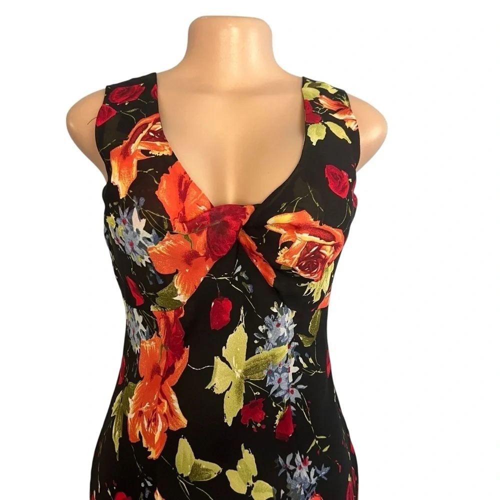 Tribal Y2K Floral Sleeveless Dainty Black Dress - Picture 3 of 8